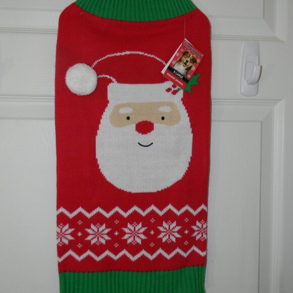 Dog Sweater Christmas Santa Sz L  Simiply Dog Clothes NWT - Picture 1 of 4
